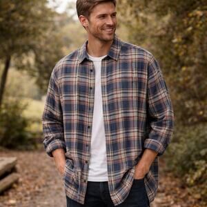 Toad&Co SZ L Men's100% Organic Cotton Flannagan Plaid Flannel Shirt $90